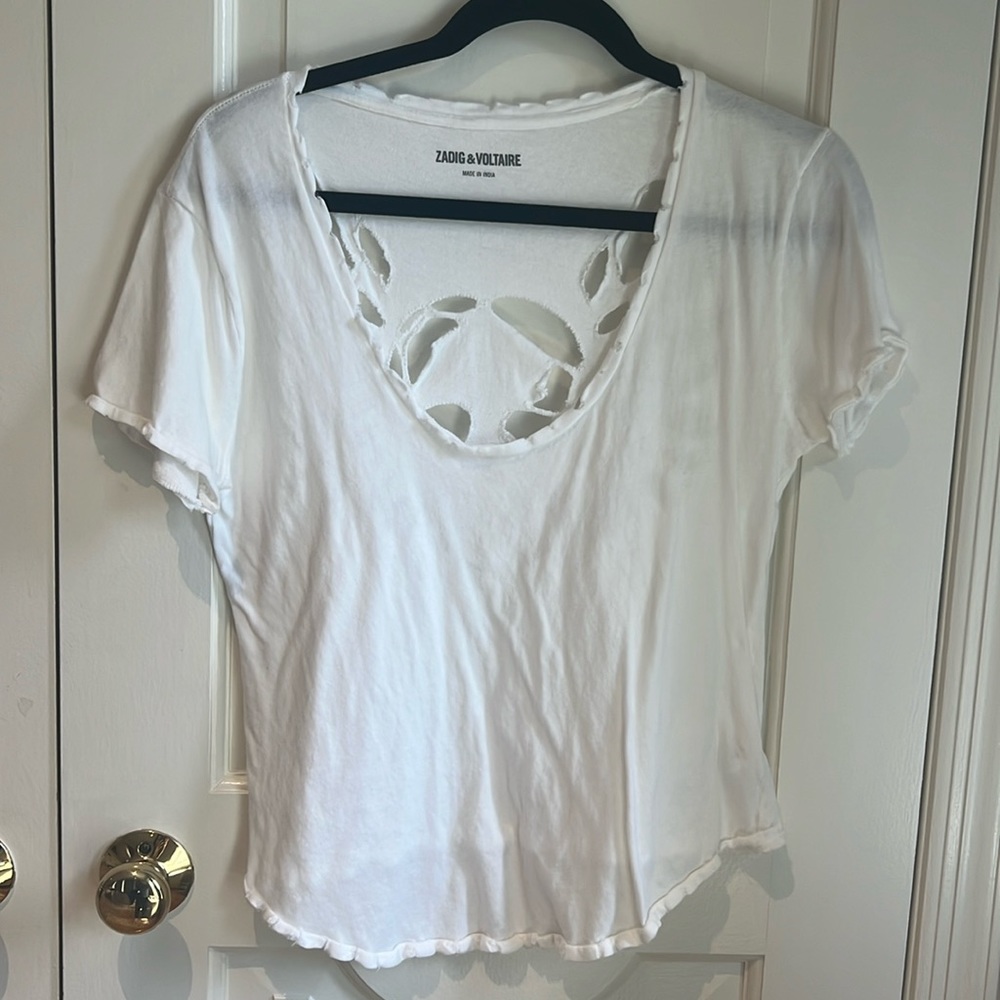 Zadig & Voltaire White T Shirt With Skull Size Small